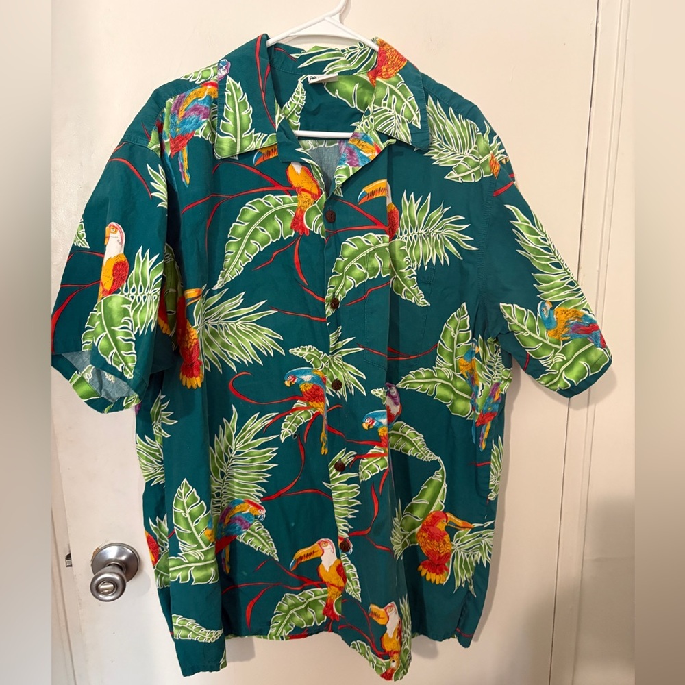 Tropical Green Casual Button Down Shirt